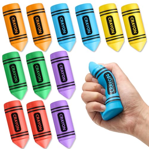 Wiwiqing 12 Pcs 394 Inches Crayon Stress Balls Toys Gift for Kids Adult Easter Classroom School Student Teacher Reward Party Favors Prizes Motivational Foam Stress Relief Slow Rising Hand Squeeze - Image 1