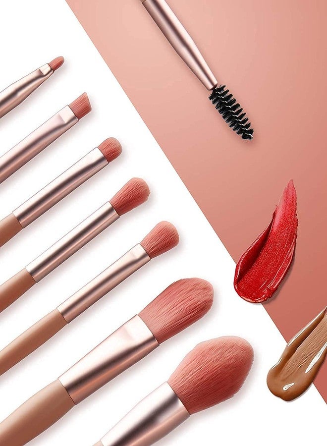 SHOPECOM Makeup Brush Set for Foundation, Blush, Eye shadow, Eyelash, Lip and Brow, Portable Mini Makeup Brush Set 8 PCS - Image 5