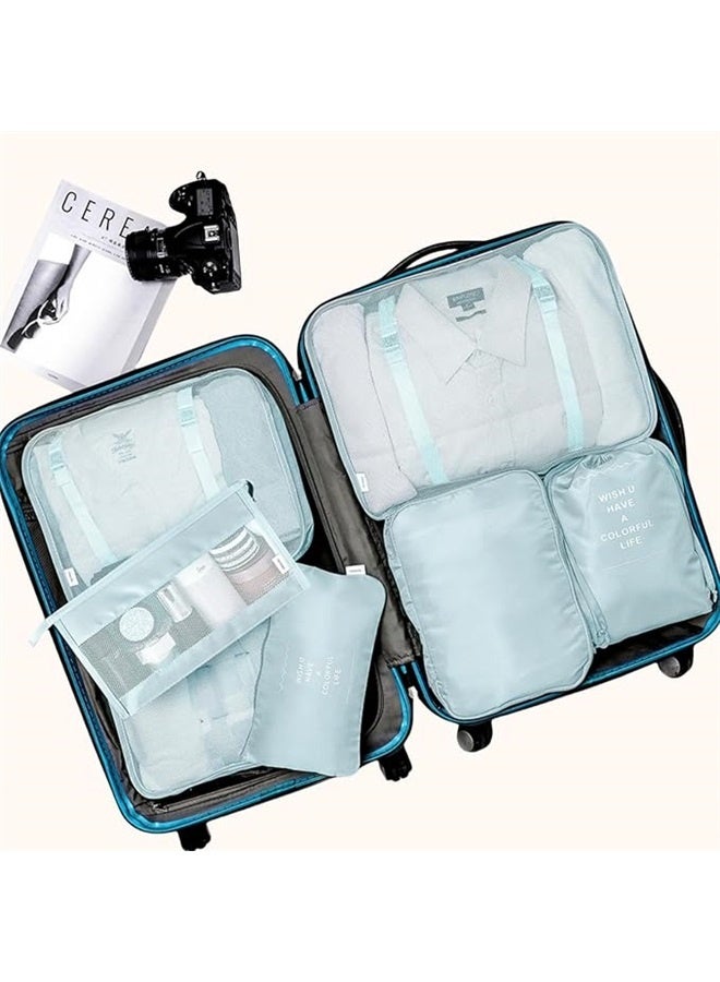 7-Piece Travel Luggage box Set ，  Travel Luggage Packing Organizers Set (Pale blue)  - Image 4