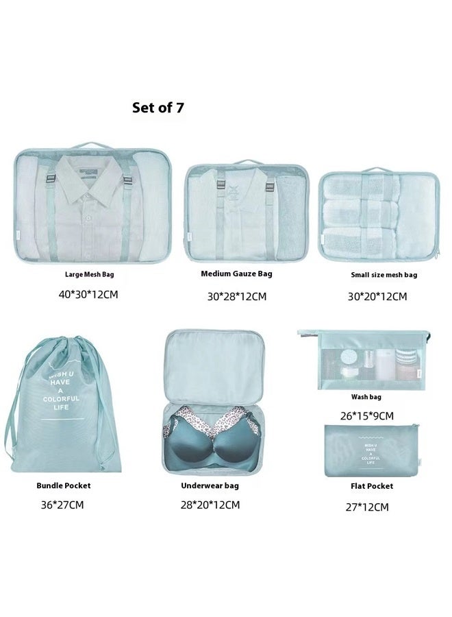 7-Piece Travel Luggage box Set ，  Travel Luggage Packing Organizers Set (Pale blue)  - Image 2