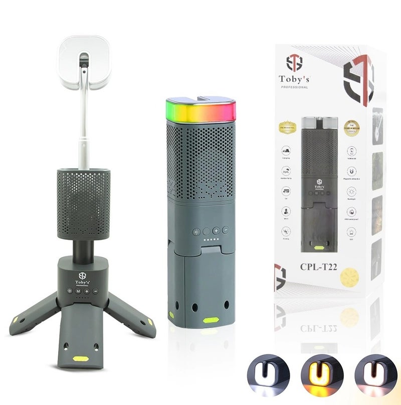 Toby's Portable Camping Light with Bluetooth Telescopic LED Light Rechargeable 14000mAh For Camping Hiking - Image 1