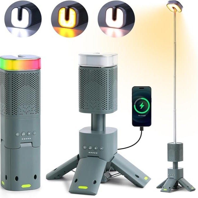 Toby's Portable Camping Light with Bluetooth Telescopic LED Light Rechargeable 14000mAh For Camping Hiking - Image 2