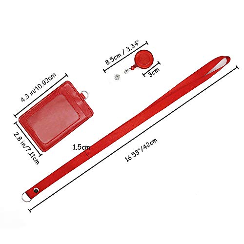 Coolrunner 6 PCS ID Badge Card Holder, Name Badge Holder with Lanyard, Neck Lanyard id Holder for Women Men, Coolrunner 2-Sided PU Leather Vertical Business Card Holder Vertical/Horizontal (2.8" W x 4.3" H) - Image 4