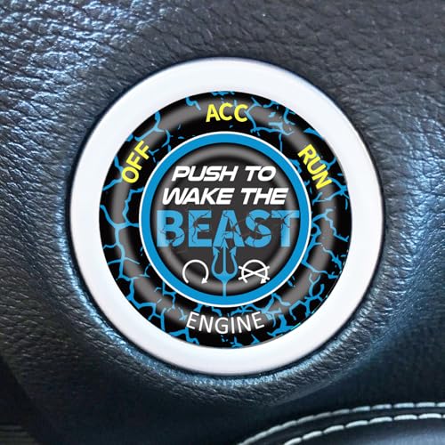 TOOLEPIC Car Push Start Button Cover for Dodge Challenger Charger Durango Ram 1500 Accessories 2015-2025- Interior Engine Start Stop Ignition Switch Kit –Push to Wake The Beast Design Custom Fit Blue - Image 3