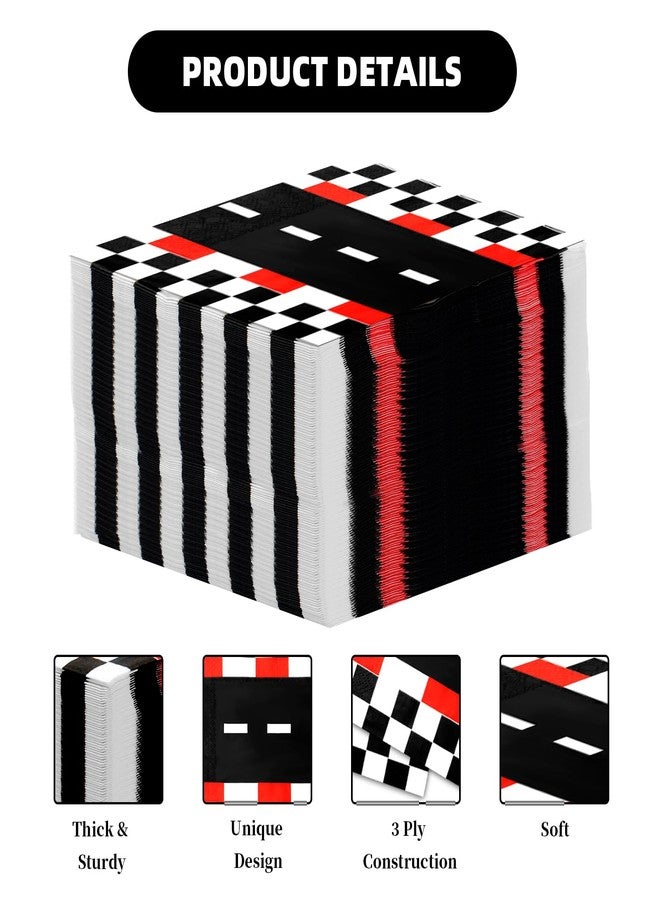 HYMENEX 50 Pcs Race Car Party Napkins, HYMENEX Race Car Checkered Napkins 3 Ply Paper Napkins for Party Decoration Baby Bridal Shower Celebration Event, Unfolded 13" x 13", Folded 6.5" x 6.5" - Image 3