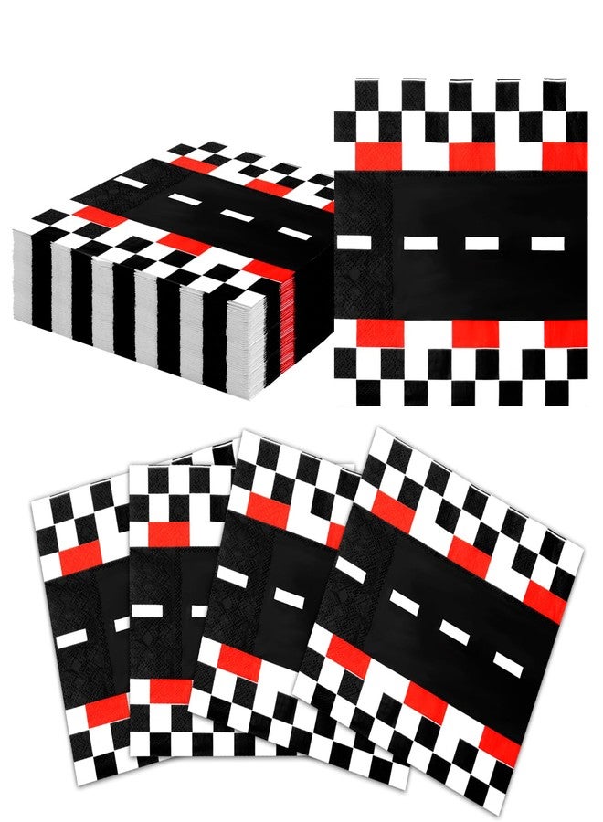 HYMENEX 50 Pcs Race Car Party Napkins, HYMENEX Race Car Checkered Napkins 3 Ply Paper Napkins for Party Decoration Baby Bridal Shower Celebration Event, Unfolded 13" x 13", Folded 6.5" x 6.5" - Image 1