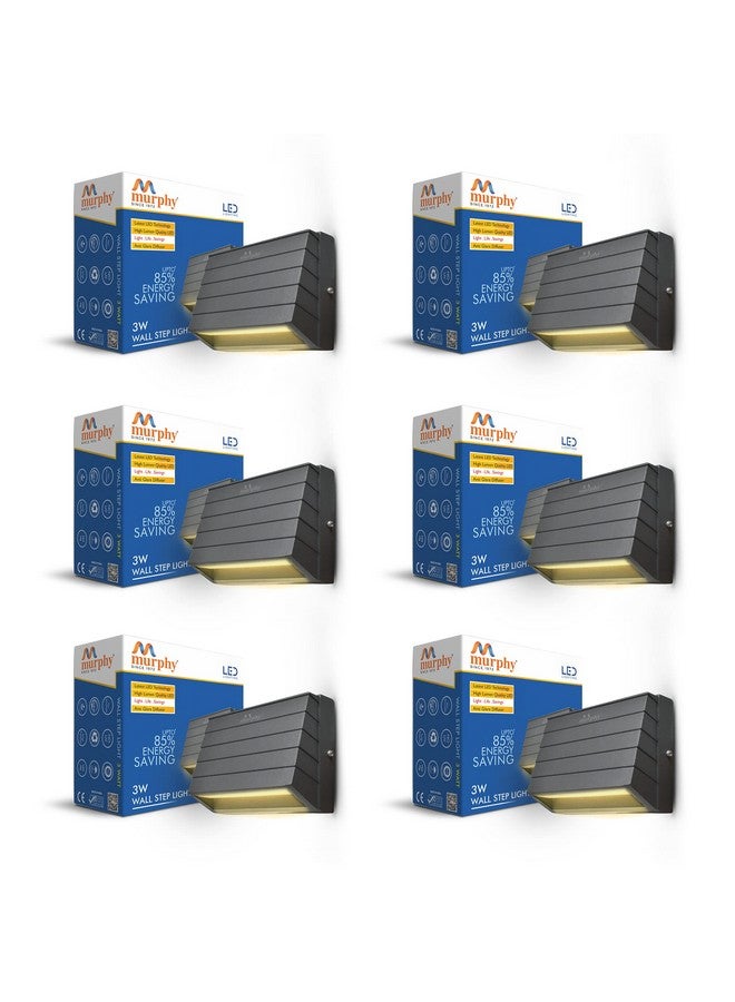 Murphy 3W Wall Step Surface Light Outdoor and Indoor Led Foot Light with Aluminium Ip65 Grade Waterproof Body : Warm White, Pack of 6 - Image 1