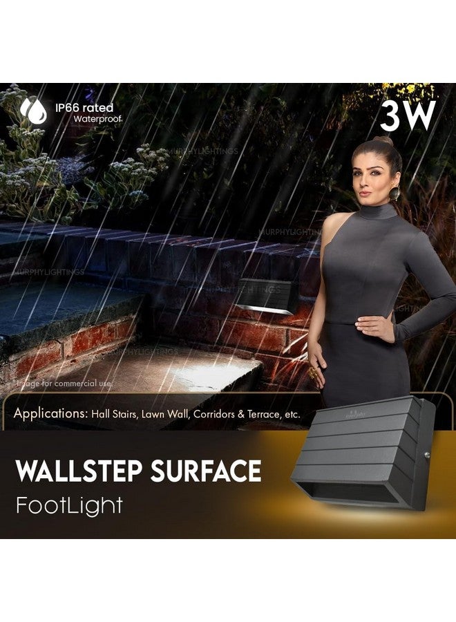 Murphy 3W Wall Step Surface Light Outdoor and Indoor Led Foot Light with Aluminium Ip65 Grade Waterproof Body : Warm White, Pack of 6 - Image 2