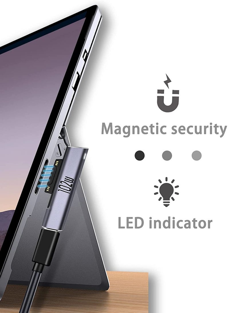 SYOSI محول Microsoft Surface Connect to Type-C أنثى، 120W PD 15V-3A/6.8A USB Type-C موصل كابل شاحن الطاقة متوافق مع سلسلة Microsoft Surface Pro، سلسلة Surface Book، سلسلة Surface Laptop  - Image 5