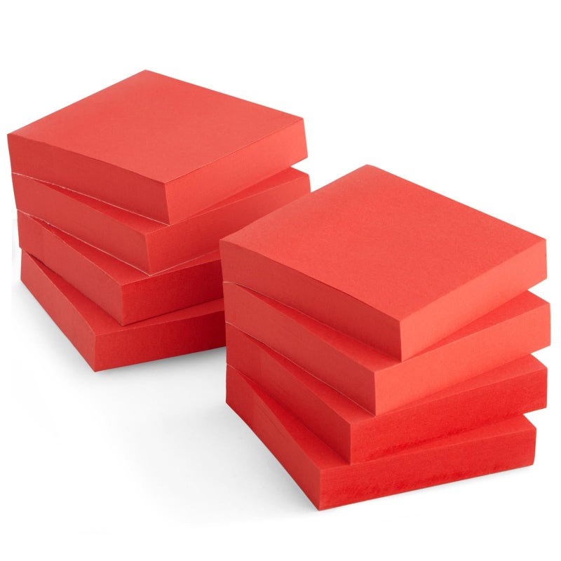 Juvale Sticky Notes - Bulk Red Sticky Notes - Self-Stick Pads for Home Office & Teacher Supplies - for Classroom Must Haves & School Supplies - 3 x 3 in, Pack of 8, 800 Sheets - Image 1