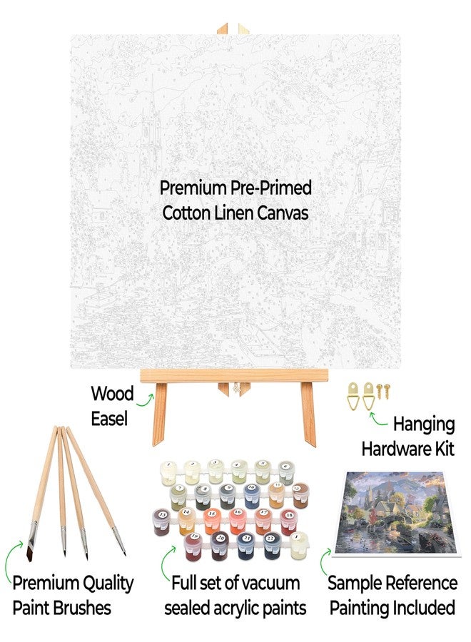 Ledgebay DIY Paint by Numbers Kit for Adults Framed Canvas: Beginner to Advanced Paint by Numbers Kit, Kits Include Acrylic Paint Set Brushes & Tabletop Easel (Mountain Village 12"x16" Framed) - Image 2