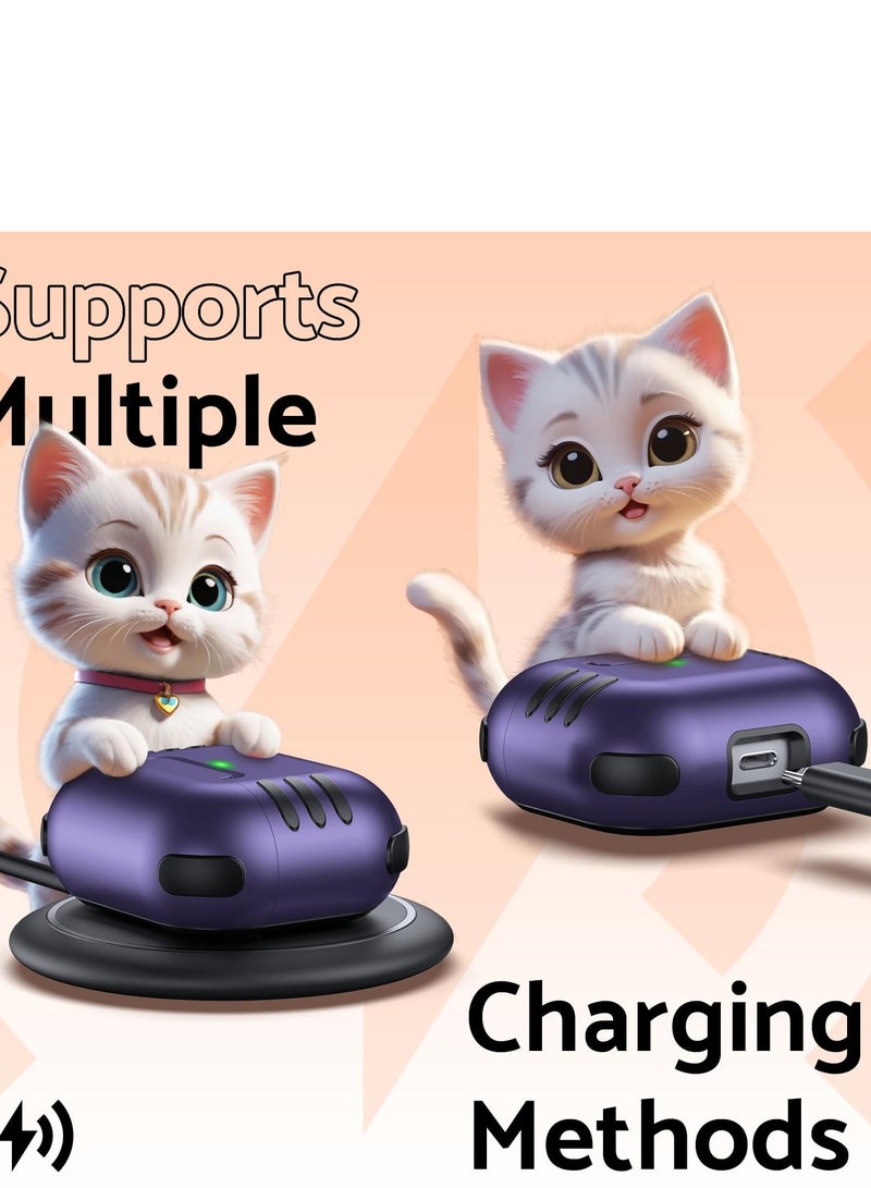 AirPods Pro 2 2nd Case Cover for Women Men, Cat Shaped Design Protective Cases with Carabiner Compatible with AirPods Pro 2 Generation 2022 Purple - Image 4