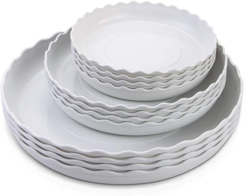 Fireboomoon 12 Pack Plastic White Round Wave Plant Saucer,Durable Heavy Duty Flower Plant Pot Drip Tray Container for Home Garden Indoor and Out Door Plant (6 Inch/8 Inch/10 Inch) - Image 5