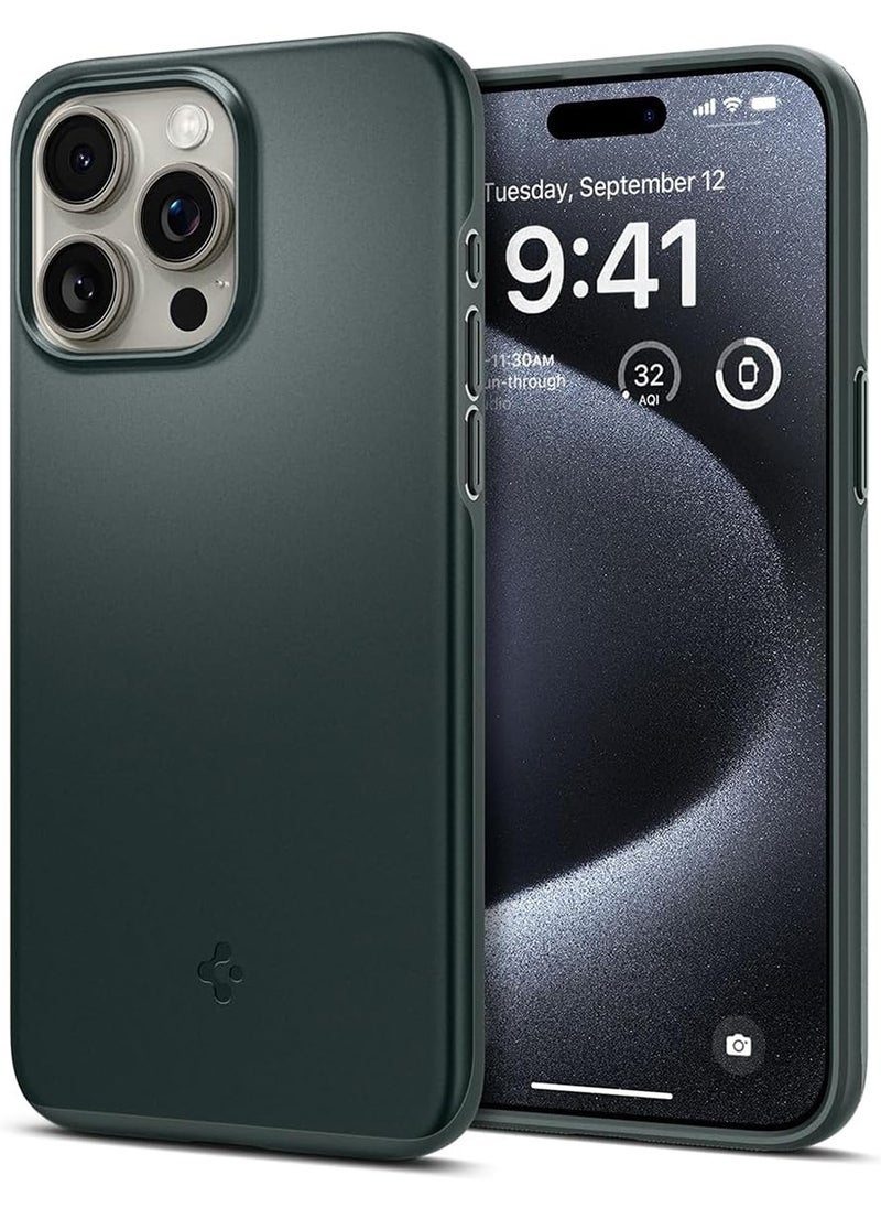 Spigen Thin Fit for iPhone 15 Pro Case Cover - Abyss Green  - Image 1