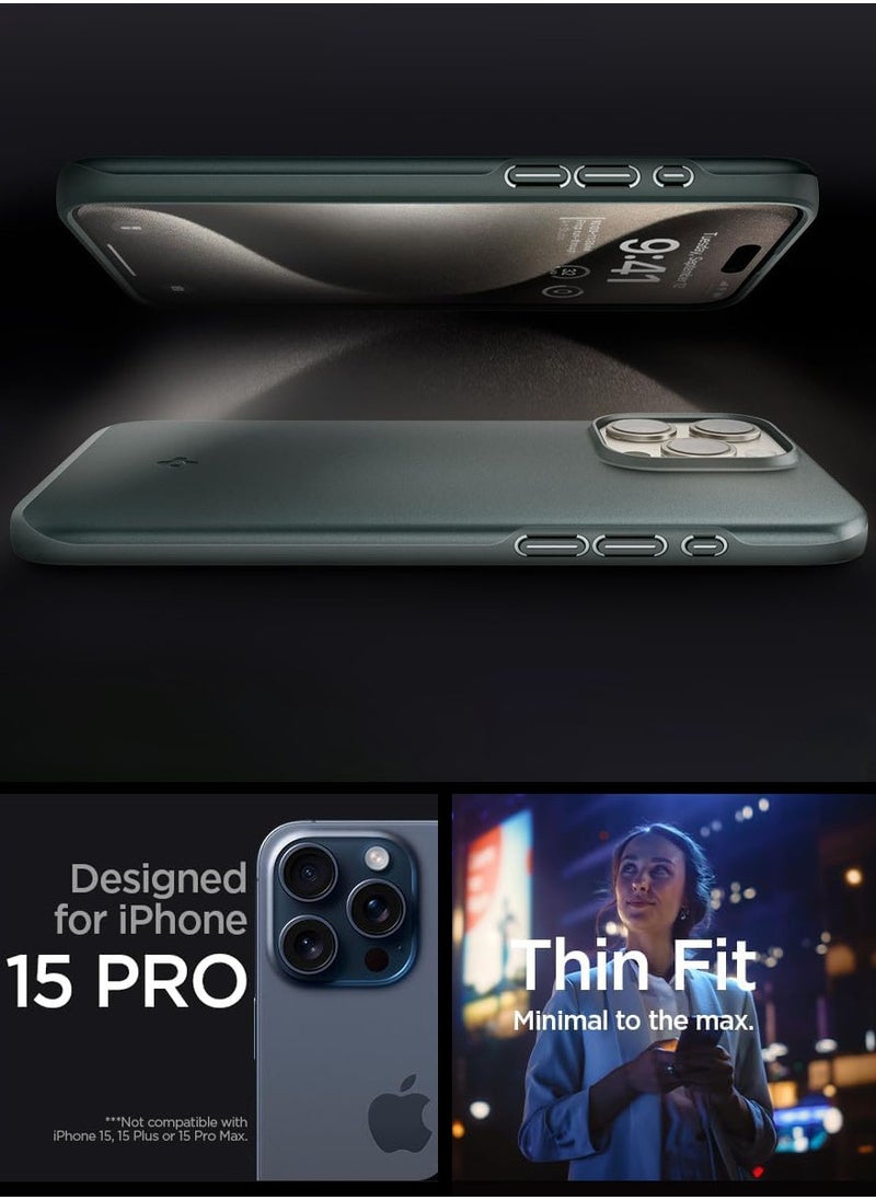 Spigen Thin Fit for iPhone 15 Pro Case Cover - Abyss Green  - Image 2