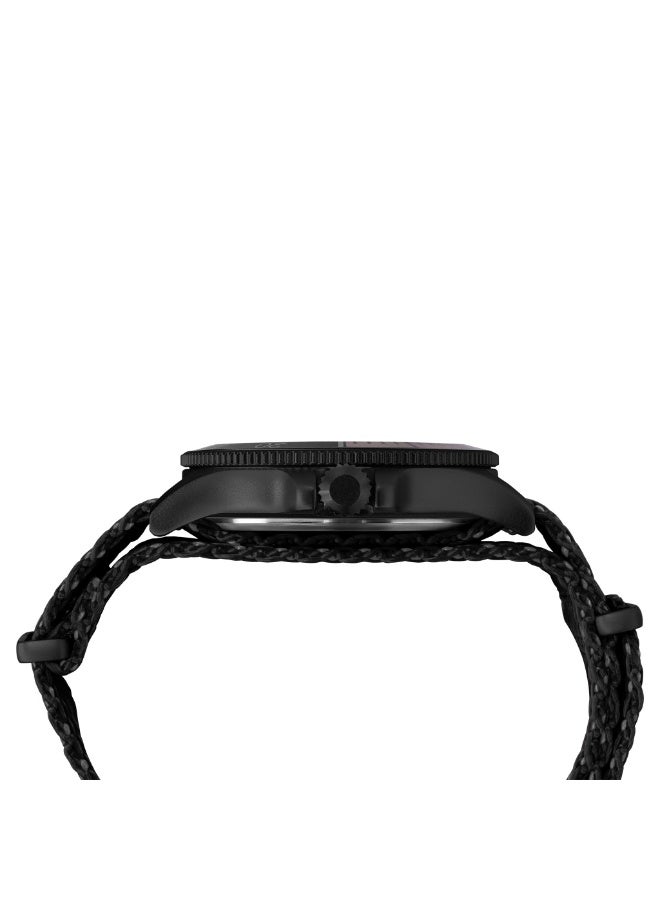 TIMEX MILITARY ALLIED TW2T30200  MEN'S BRASS WATCH WITH ORANGE DIAL & BLACK FABRIC STRAP - Image 2