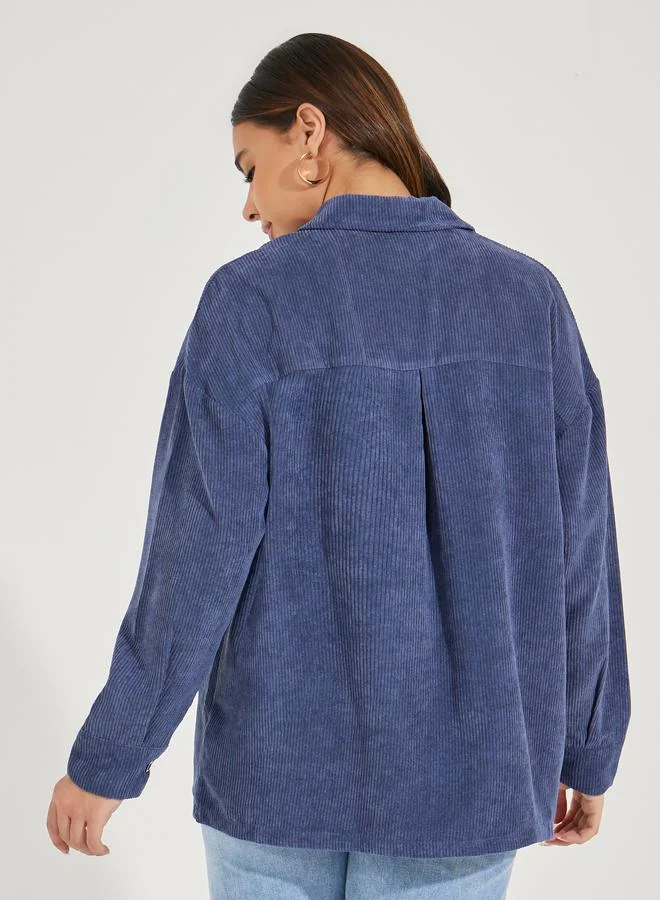 Styli Oversized Longline Corduroy Shacket