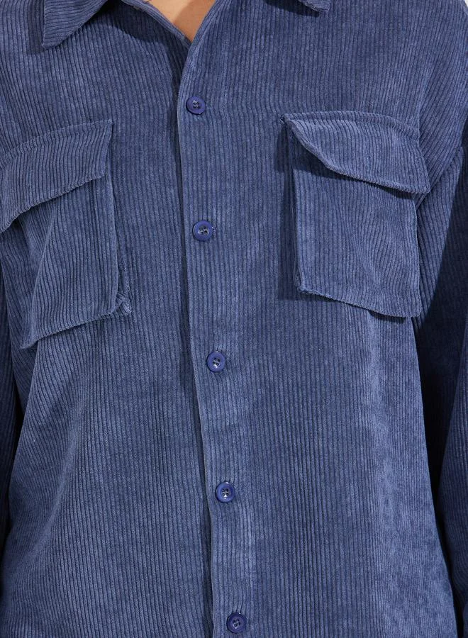 Styli Oversized Longline Corduroy Shacket