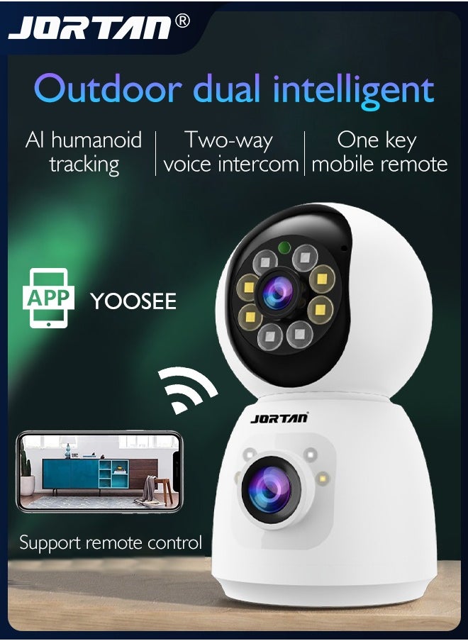 جورتان كاميرا مراقبة 4MP 2Kx2 WiFi كاميرا PTZ مزدوجة العدسة 360 درجة كاميرا عموم / إمالة / تكبير مع كشف الحركة والتحدث في اتجاهين وإنذار صفارات الإنذار والرؤية الليلية الملونة لمراقبة الطفل الأليفة والمنزل  - Image 3