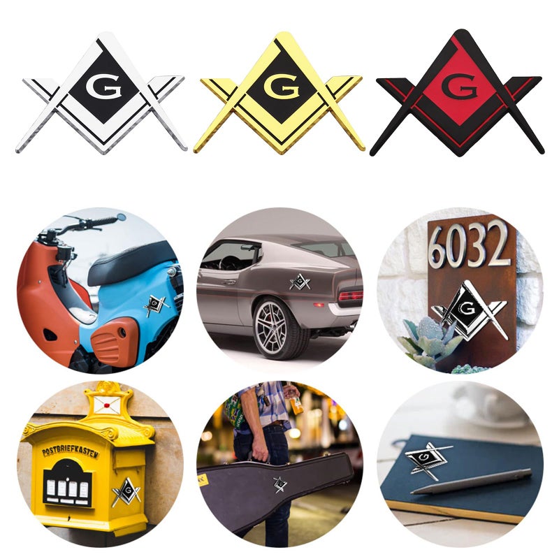 Red Masonic Fraternity Emblem Decal Sticker Strong Adhesive Car Truck Motorcycle - Image 3