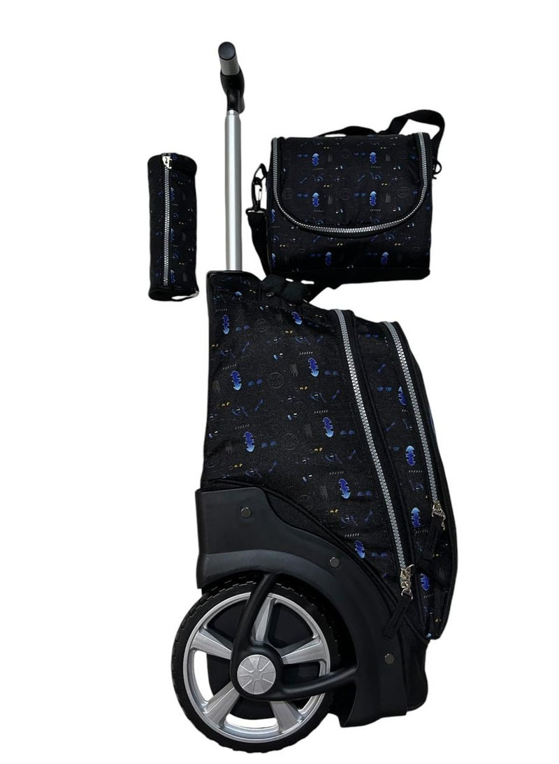 سوبر مان حقيبة مدرسية بعجلات 3في1 حقائب مدرسية للبنات  حقيبة بعجلات للطلاب، حقيبة سفر بعجلات، حقيبة  متعددة الاستخدامات مقاس 18 بوصة - Image 4