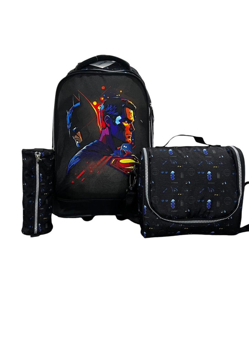 سوبر مان حقيبة مدرسية بعجلات 3في1 حقائب مدرسية للبنات  حقيبة بعجلات للطلاب، حقيبة سفر بعجلات، حقيبة  متعددة الاستخدامات مقاس 18 بوصة - Image 5