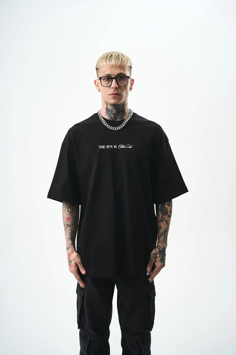 RESPIRE Men's Palm Print Oversize T-Shirt, Black