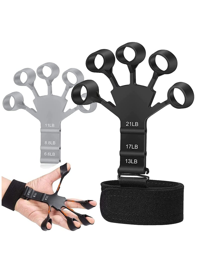 KASTWAVE Finger Strengthener Hand Grip Strengthener 6 Resistant Level Silicone Hand Grip Trainer Guitar Finger Stretcher for Muscle Training Sports, Rock Climbing, and Guitar(2 PCS) - Image 1