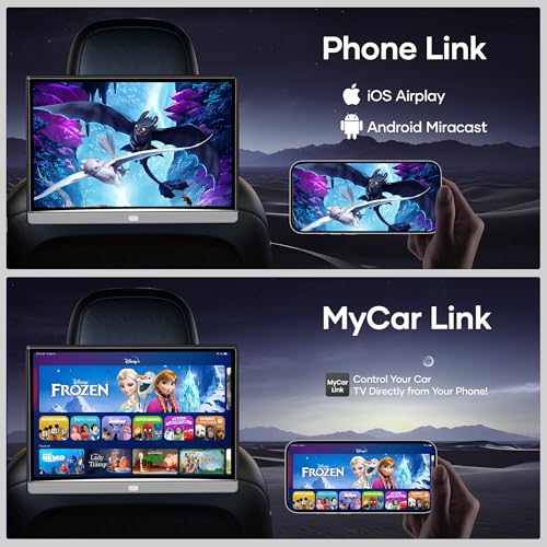 WONNIE 13.3" Car TV Headrest Monitor for Back Seat, 4K Android Tablet Portable Rear Entertainment System, Support Phone Wireless Mirror Link Touch Screen, with WiFi/HDMI/USB/Video Player, 4G+64G - Image 3