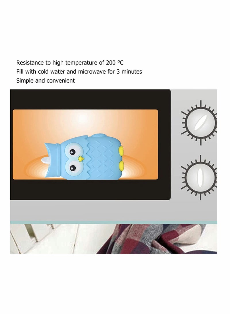Reusable Portable Silicone Hot Water Bag Safe for Microwave Perfect for Winter Warmth Cute Design Light Blue - Image 3