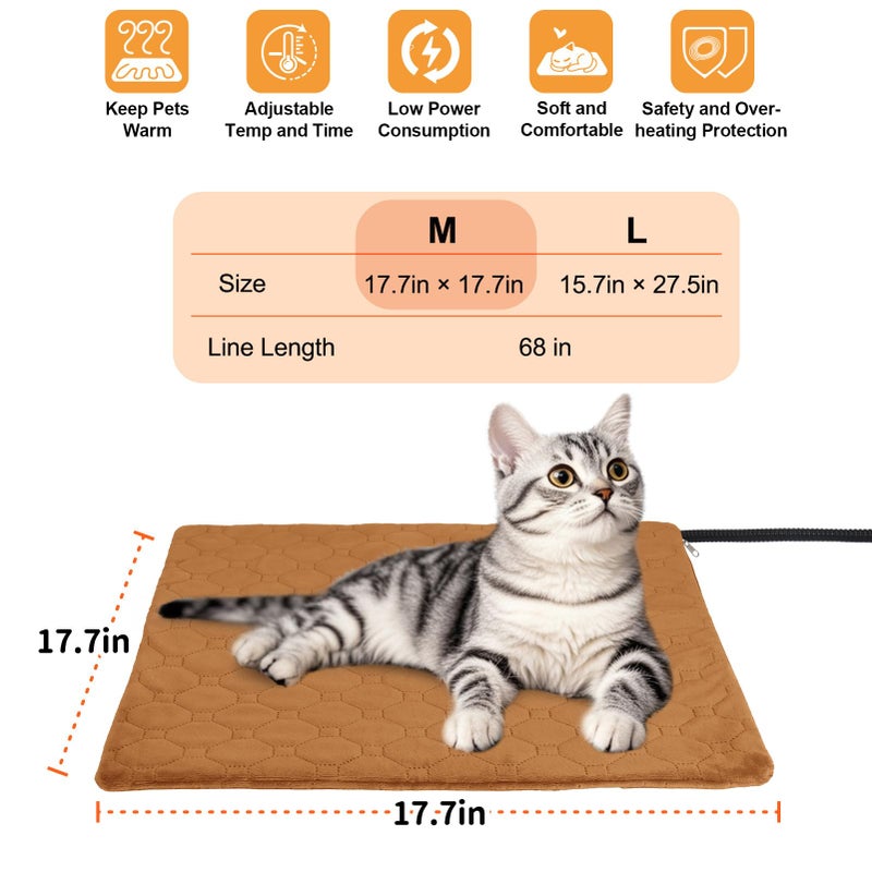 TECHTAIL Pet Heating Pad for Cats & Dogs Indoor Outdoor, Warming Cat Heating Pad with Chew Resistant Cord, Adjustable Temperature & Time, Heated Cat Bed Mat Waterproof for Cats Small Dogs, 17.7'' Ã— 17.7'' - Image 2