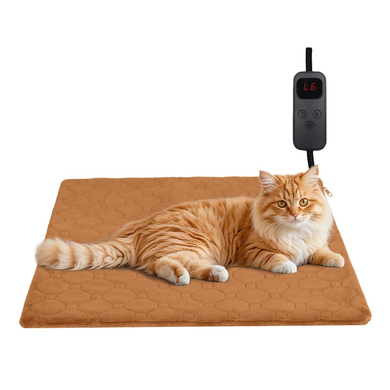 TECHTAIL Pet Heating Pad for Cats & Dogs Indoor Outdoor, Warming Cat Heating Pad with Chew Resistant Cord, Adjustable Temperature & Time, Heated Cat Bed Mat Waterproof for Cats Small Dogs, 17.7'' Ã— 17.7'' - Image 1