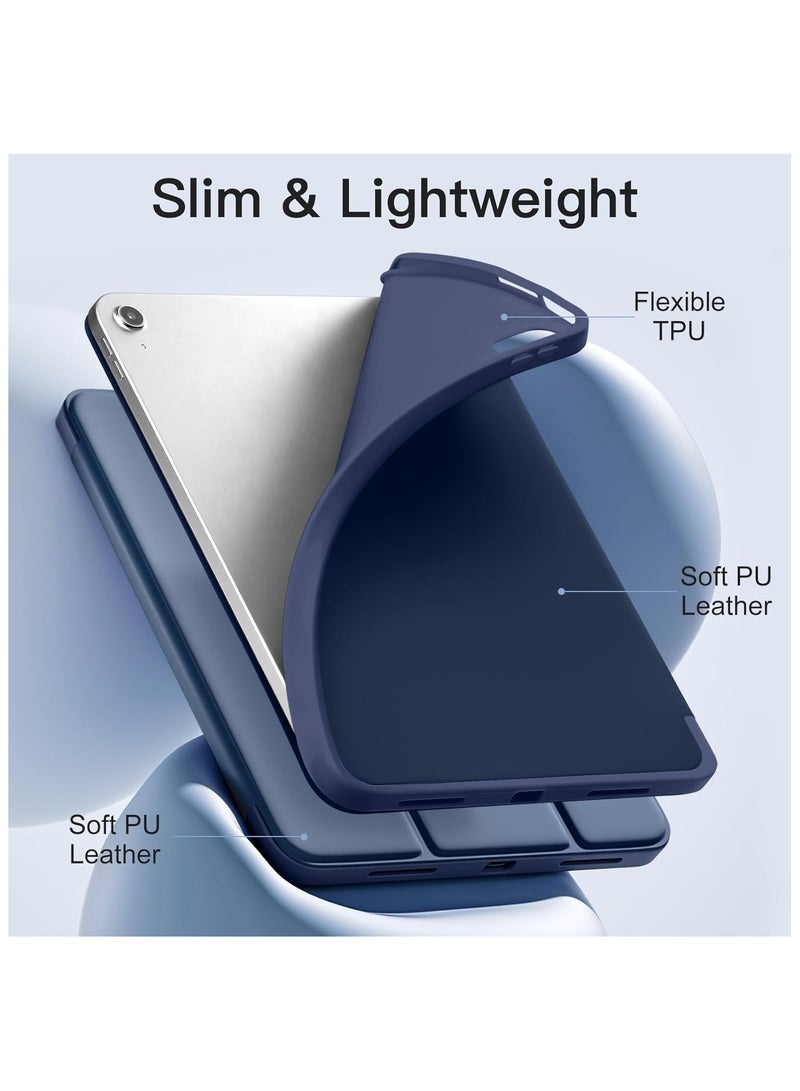 Case for iPad 10th Generation 10.9 Inch 2022/2025 with Pencil Holder, Slim Trifold Stand Protective Cover with Soft TPU Back, Navy Blue - Image 5