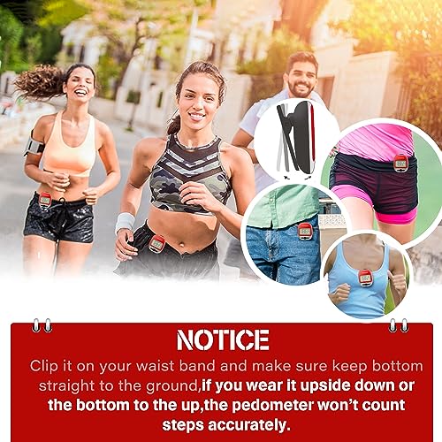 PINGKO Best Pedometer for Walking Accurately Track Steps Multi-Function Portable Sport Pedometers Step/Distance/Calories/Counter - Red… - Image 5