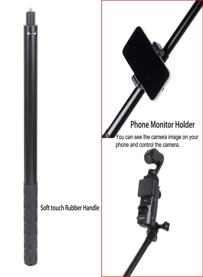 PellKing 155cm/61 Selfie Stick for Osmo Pocket 3 + Protective Cage Extension Adapter Frame, 14.5-61inches extendable Monopod for Osmo Pocket 3 Camera - Image 3