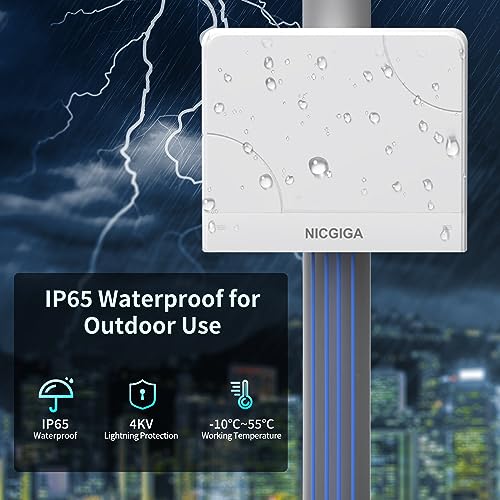 NICGIGA Outdoor Waterproof 4-Port Gigabit PoE Switch with 4 Port PoE+@78W + 1000Mbps Uplink Port, 5 Port IEEE802.3af/at Power Over Ethernet Switch Unmanaged with VLAN Function, Plug & Play - Image 4