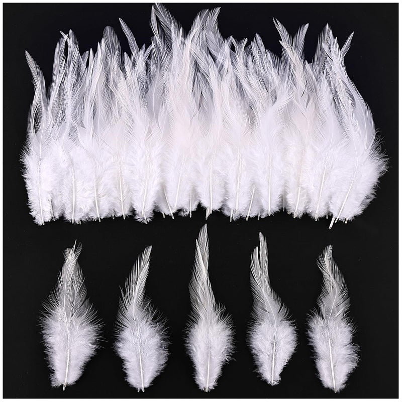 THARAHT THARAHT 200pcs White Saddle Hackle Rooster Feather Loose Bulk 57 inch 1217cm for DIY Dream Catcher Decoration Natural Saddle Hackle Rooster Feather 