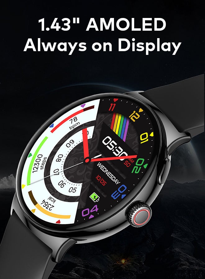 ITEL 250 mAh Smart Watch N9 1.43" AMOLED AOD Display IP68 Waterproof 100+ Sports Mode Health Monitor Bluetoooth Calling Quick Reply Dark Chrome - Image 5