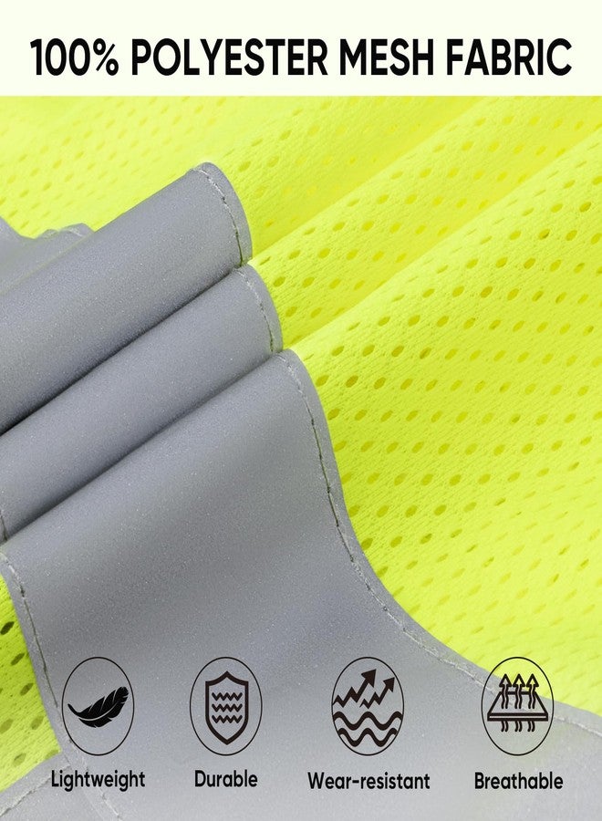 تيكون سترة أمان عاكسة من TICONN، سترة عالية الوضوح مزودة بشرائط عاكسة للرجال والنساء، مطابقة لمعايير ANSI II (أصفر/صغير، عبوة من قطعتين) - Image 4