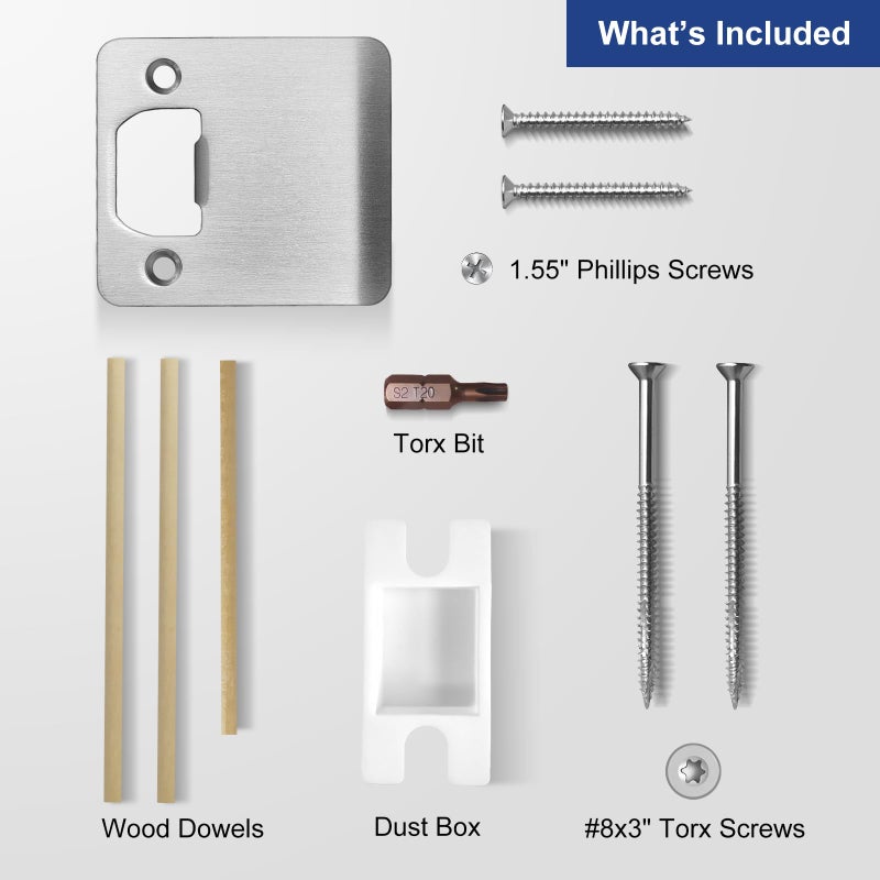 Mosecyou Extended Lip Strike Plate 2-1/2"" X 2-1/4""  Heavy Duty Version  Oversized Extra Wide Lip Door Latch Striker With Reinforced Torx/Star Screws & Bit(Satin Nickel  1 Pack) - Image 4