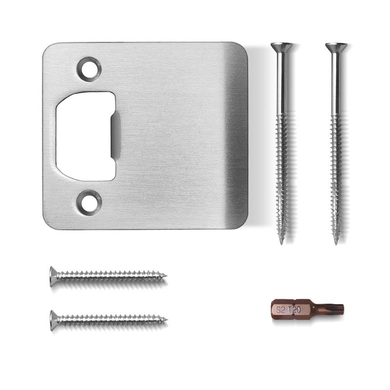 Mosecyou Extended Lip Strike Plate 2-1/2"" X 2-1/4""  Heavy Duty Version  Oversized Extra Wide Lip Door Latch Striker With Reinforced Torx/Star Screws & Bit(Satin Nickel  1 Pack) - Image 1