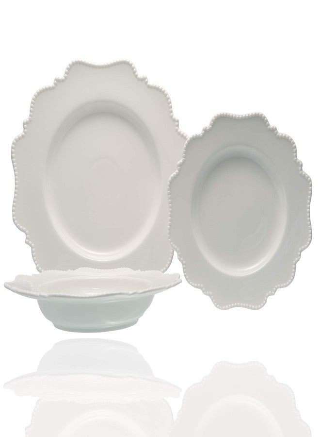 Red Vanilla Pinpoint White Round Platter 12.5", 1, White,Red - Image 2