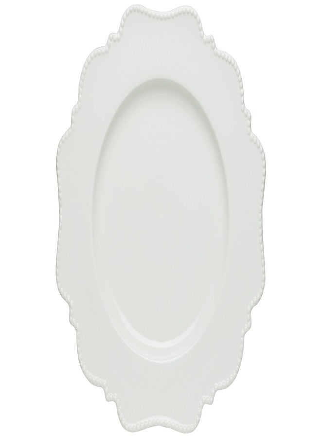 Red Vanilla Pinpoint White Round Platter 12.5", 1, White,Red - Image 1