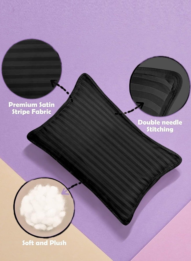 إي وورلد وسائد نوم للأطفال الصغار، بغطاء ناعم من مزيج القطن وحشوة من البوليستر، مثالية للاستخدام في المنزل وغرف الفنادق، عبوة من 2 بلون أسود أنيق - Image 4