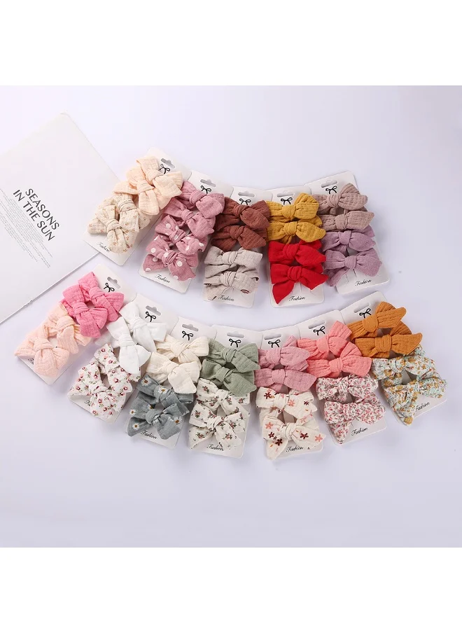 D'Daniela Adella Ribbon Bow Clip Set For Babies and Girls -  Yellow & Red