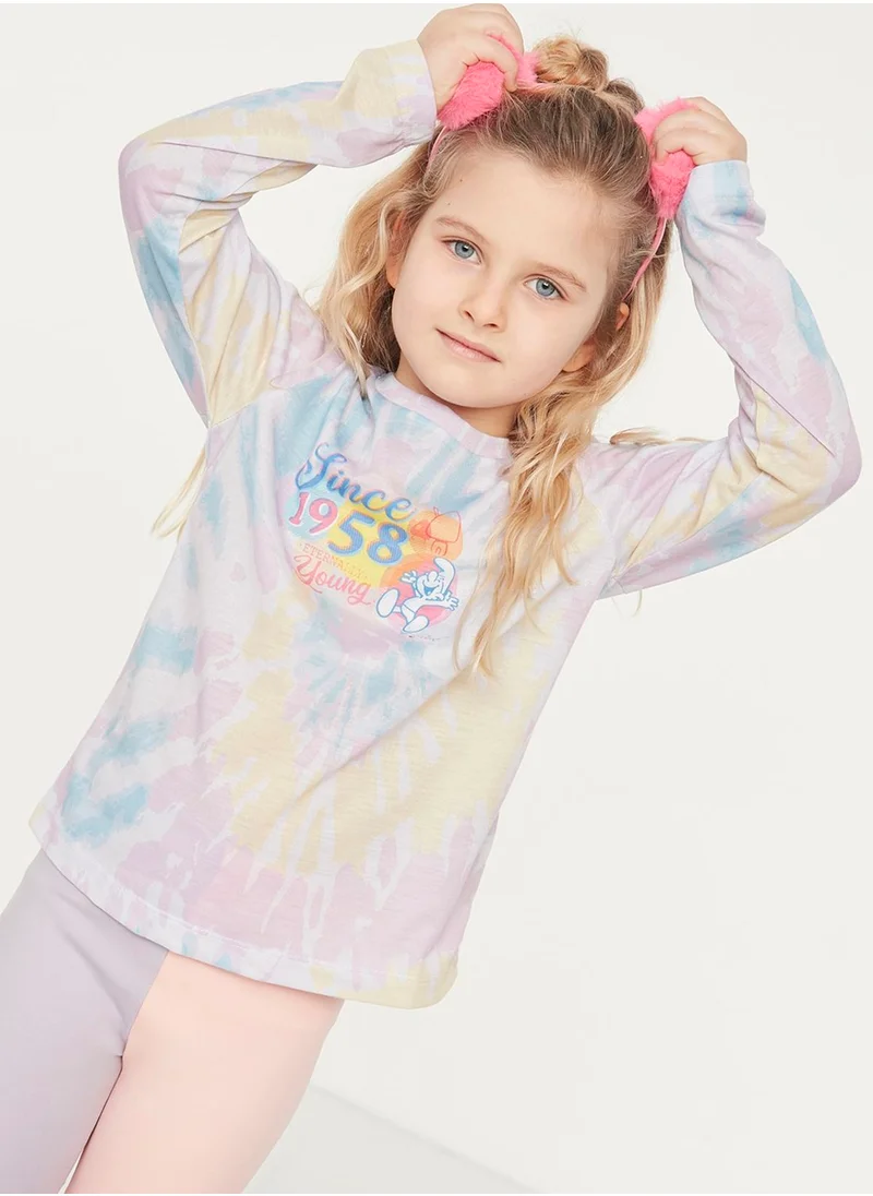 trendyol Kids Tie Dye Smurf Print T-Shirt