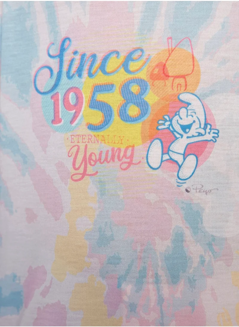 trendyol Kids Tie Dye Smurf Print T-Shirt