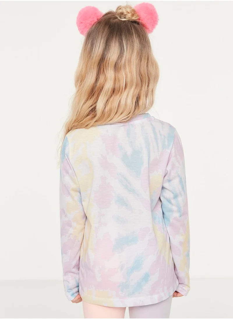 trendyol Kids Tie Dye Smurf Print T-Shirt