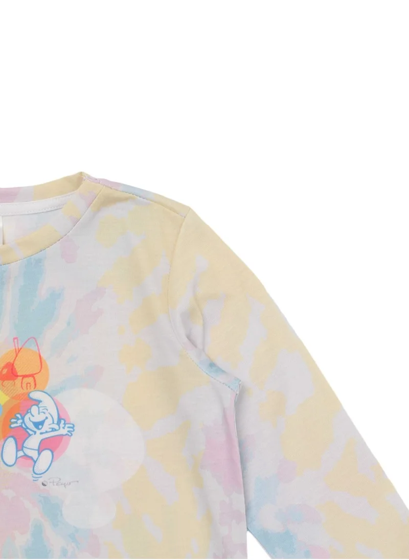 trendyol Kids Tie Dye Smurf Print T-Shirt