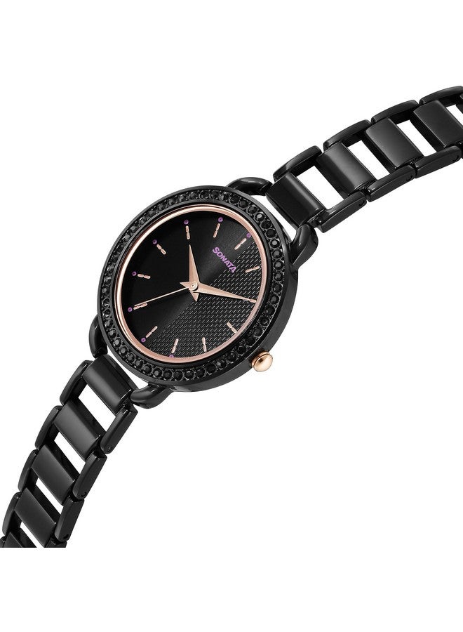سوناتا ساعة سوناتا ويدينج كوارتز أنالوج بمينا سوداء وحزام معدني للنساء - 87052KM01 - Image 2